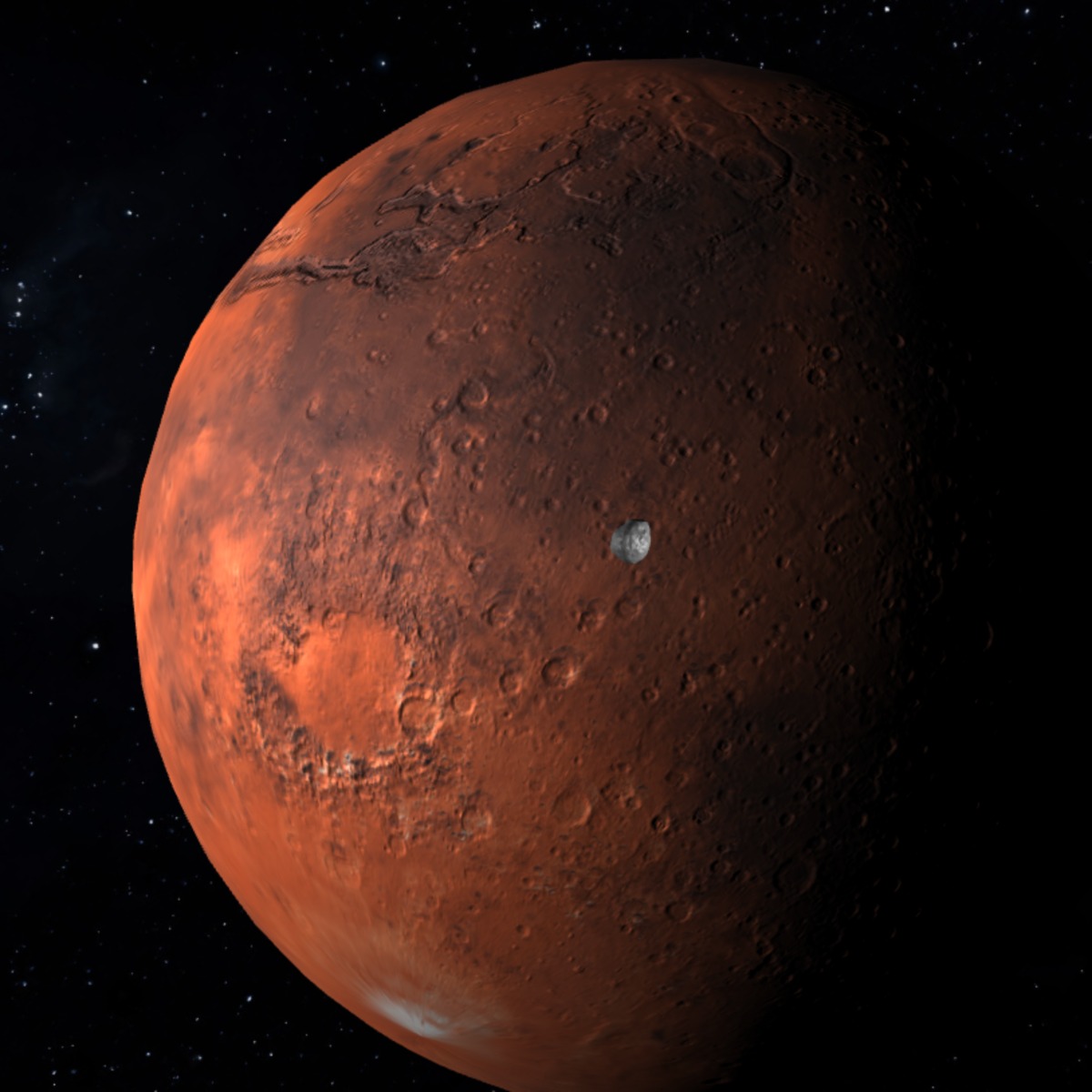 Gravity Simulator Mars and Its Moons Phobos and Deimos